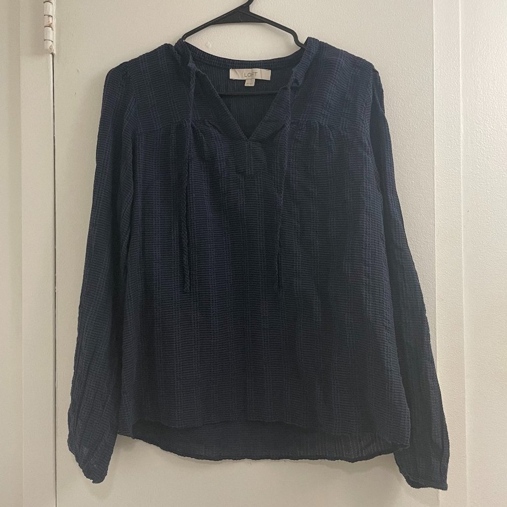 LOFT Neck Tie Long Sleeves Blouse